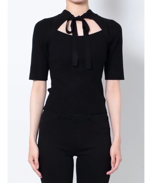 MERCURYDUO(マーキュリーデュオ)の「2WAYリボンカットアウトリブニット(ニット/セーター・レディース・チャコールグレー/オフホワイト/ブラック/ブラウン・FREE)」の13枚目の写真