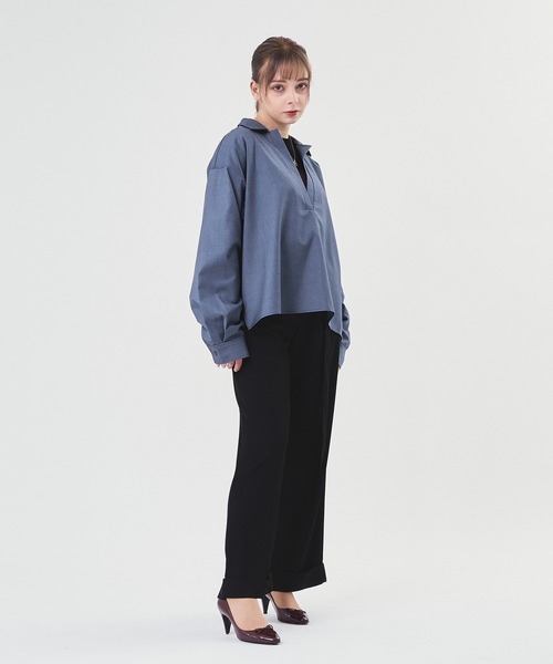 信頼への信頼 セール】【Oversized skipper shirt】/オーバーサイズスキッパー シャツ/ブラウス(長袖/七分)