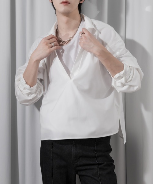 OHGAオーガ SHEER SKIPPER シアースキッパーブラウス ホワイト白