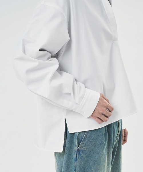 Adoon plain（アドーンプレーン）の「【Oversized skipper shirt】/オーバーサイズスキッパーシャツ（シャツ/ブラウス・メンズ・ブルー/オフホワイト/ブラック・MEDIUM/LARGE）」の19枚目の写真