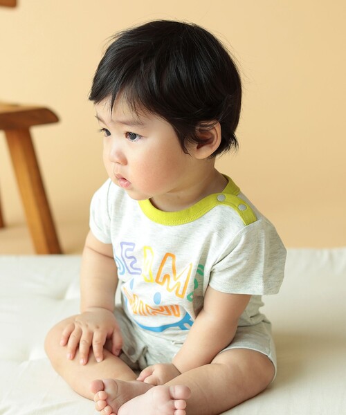 BEAMS mini(ビームスミニ)の「【WEB限定】半袖 スマイルプリント ロンパース(70~80cm)(ロンパース・キッズ・ホワイト系その他5/レッド系その他/サックスブルー/ホワイト系その他7・80/70)」の2枚目の写真