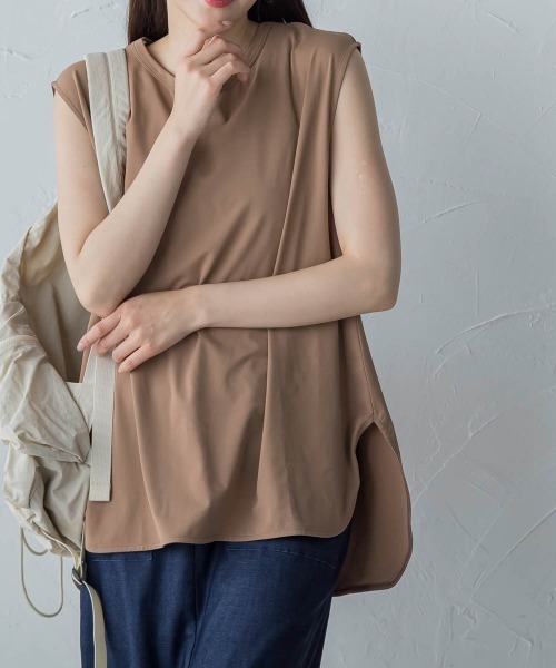 VICKY(ビッキー)の「【これからの夏に大活躍!機能性素材】さらさらフレンチスリーブ《手洗い可能》(Tシャツ/カットソー・レディース・ホワイト/ブラック/カーキ/イエロー/ネイビー/ベージュ・M)」の4枚目の写真