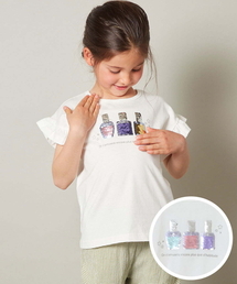 a.v.v（アーヴェヴェ）の「[100-130]フリルスリーブスパンコールＴシャツ（Tシャツ/カットソー・キッズ）」