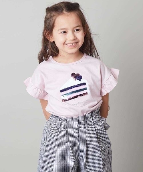 a.v.v（アーヴェヴェ）の「[100-130]フリルスリーブスパンコールＴシャツ（Tシャツ/カットソー・キッズ・ライトピンク/ライトブルー/パープル/ブラック/ホワイト・100/130/110/120）」の19枚目の写真