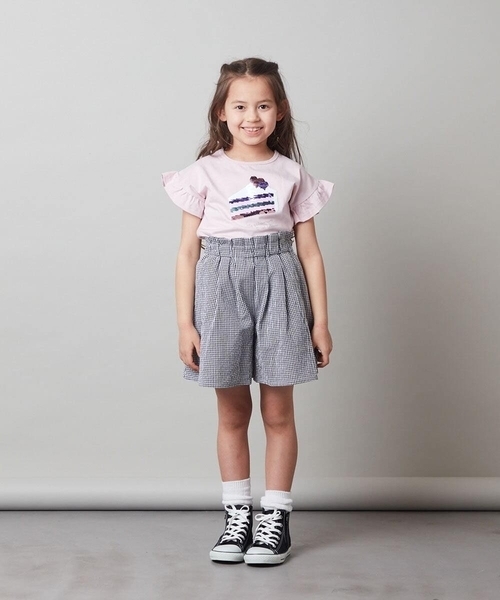 a.v.v（アーヴェヴェ）の「[100-130]フリルスリーブスパンコールＴシャツ（Tシャツ/カットソー・キッズ・ライトピンク/ライトブルー/パープル/ブラック/ホワイト・100/130/110/120）」の20枚目の写真