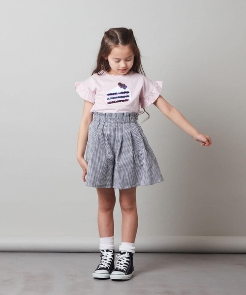 a.v.v（アーヴェヴェ）の「[100-130]フリルスリーブスパンコールＴシャツ（Tシャツ/カットソー・キッズ・ライトピンク/ライトブルー/パープル/ブラック/ホワイト・100/130/110/120）」の21枚目の写真