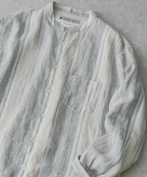 URBAN RESEARCH DOORS（アーバンリサーチドアーズ）の「シルケットリネンバンドカラーロングスリーブシャツ（シャツ/ブラウス・メンズ・ブラウン/ホワイト/ブルー/グリーン/イエロー/ホワイト系その他・MEDIUM/LARGE/X-LARGE）」の3枚目の写真