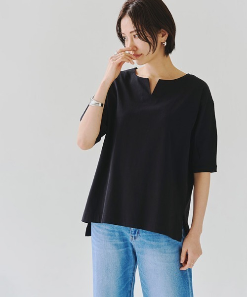 [RASW]バイオシルケットキーネックTシャツ