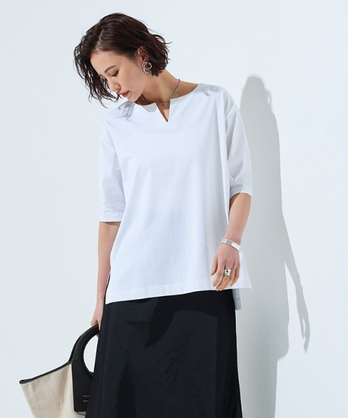 [RASW]バイオシルケットキーネックTシャツ