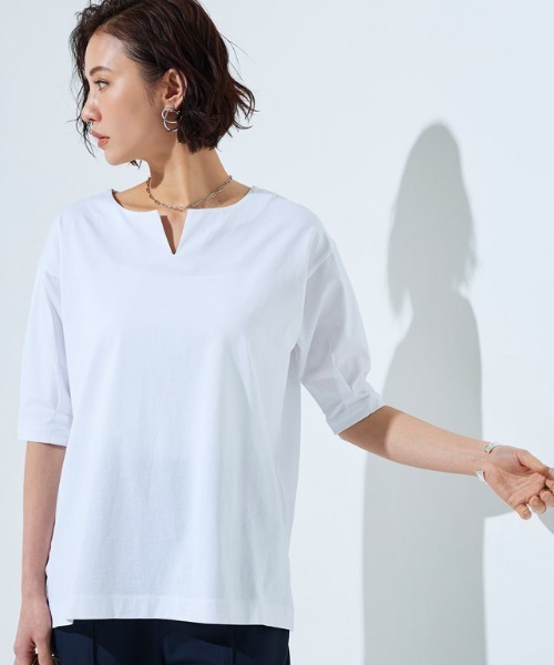 [RASW]バイオシルケットキーネックTシャツ