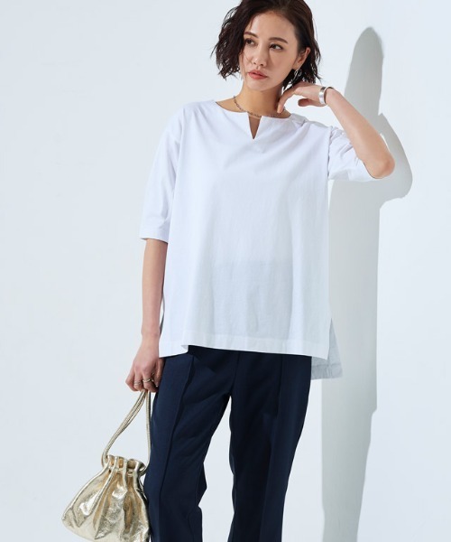 [RASW]バイオシルケットキーネックTシャツ