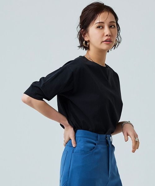 [RASW]バイオシルケットキーネックTシャツ