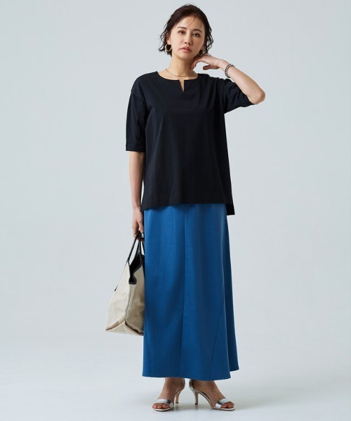 RASW（ラス）の「[RASW] バイオシルケットキーネックTシャツ（Tシャツ/カットソー・レディース・ブラック/オフホワイト/ブラウン系その他・M/L）」の9枚目の写真