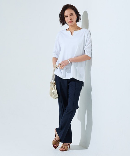 RASW（ラス）の「[RASW] バイオシルケットキーネックTシャツ（Tシャツ/カットソー・レディース・ブラック/オフホワイト/ブラウン系その他・M/L）」の11枚目の写真
