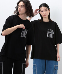 バンダナ柄胸ポケット ワイド半袖Ｔシャツ