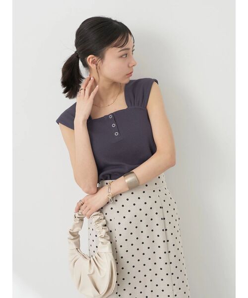 earth music&ecology（アースミュージックアンドエコロジー）の「リブフレンチタンクトップ（インナーウェア/肌着・レディース・イエロー/モカ/チャコールグレー/オフホワイト・S/M）」の14枚目の写真