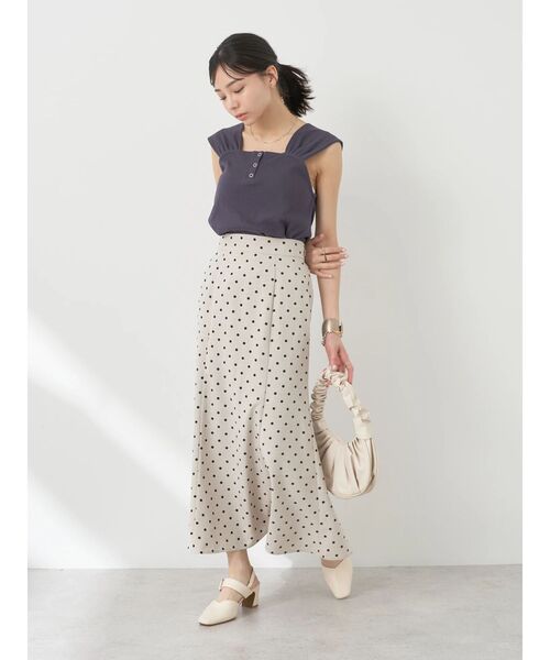 earth music&ecology（アースミュージックアンドエコロジー）の「リブフレンチタンクトップ（インナーウェア/肌着・レディース・イエロー/モカ/チャコールグレー/オフホワイト・S/M）」の21枚目の写真