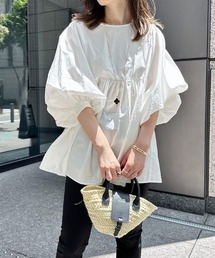タイプライターボリュームペプラムブラウス