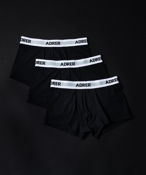 ADRER(アドラー)の「LOGO BOXER PANTS 【3 pieces】/ ロゴボクサーパンツ(3枚セット)(ボクサーパンツ・メンズ・ブラック・SMALL/MEDIUM/LARGE)」の2枚目の写真