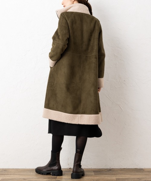 セール】洗える フェイクムートン リバーシブル スタンドコート