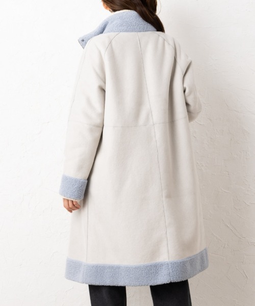 セール】洗える フェイクムートン リバーシブル スタンドコート