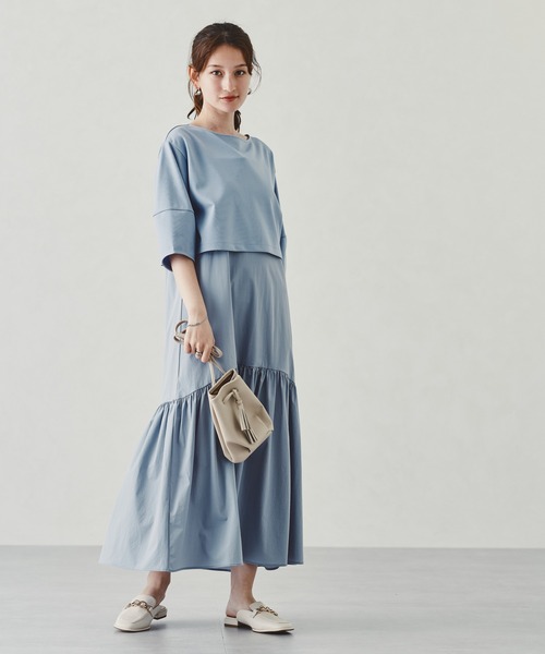 acro（アクロ）の「■キャミワンピースセットポンチトップス/AC3301（ワンピース・レディース・ブルー/ブラック・ﾌﾘ-）」の3枚目の写真