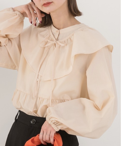 ad thie(アドティエ)の「マルチWAY 襟付きティアード シャツ(シャツ/ブラウス・レディース・ピンク/ブラック/オフホワイト・FREE)」の4枚目の写真