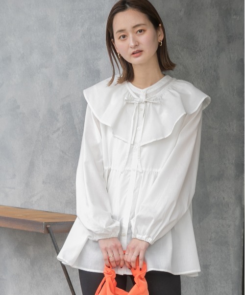 ad thie(アドティエ)の「マルチWAY 襟付きティアード シャツ(シャツ/ブラウス・レディース・ピンク/ブラック/オフホワイト・FREE)」の12枚目の写真