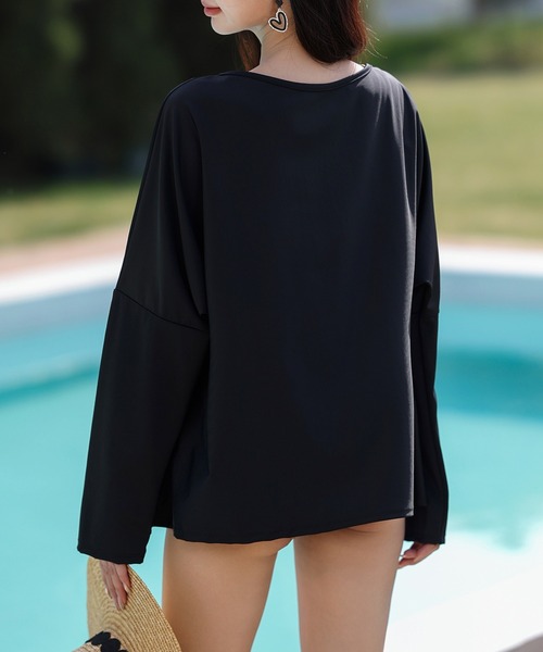 TeddyShop（テディショップ）の「【UVカット率 99.9％以上】レディース水着 長袖ラウンドネックドロップショルダーラッシュガード 体型カバー（水着・レディース・ブラック/ブラウン/モカ/グリーン/ホワイト・LL/S/M/L）」の9枚目の写真