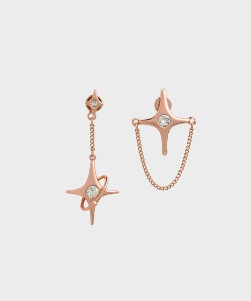 CHARLES & KEITH（チャールズ & キース）の「スタークリスタル ミスマッチドロップピアス（ピアス（両耳用）・レディース・ゴールド/ゴールド系その他/シルバー・FREE）」の3枚目の写真