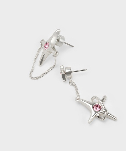 CHARLES & KEITH（チャールズ & キース）の「スタークリスタル ミスマッチドロップピアス（ピアス（両耳用）・レディース・ゴールド/ゴールド系その他/シルバー・FREE）」の4枚目の写真