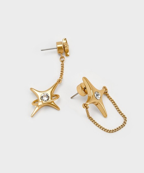 CHARLES & KEITH（チャールズ & キース）の「スタークリスタル ミスマッチドロップピアス（ピアス（両耳用）・レディース・ゴールド/ゴールド系その他/シルバー・FREE）」の5枚目の写真