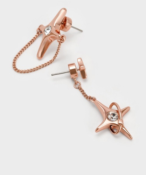 CHARLES & KEITH（チャールズ & キース）の「スタークリスタル ミスマッチドロップピアス（ピアス（両耳用）・レディース・ゴールド/ゴールド系その他/シルバー・FREE）」の6枚目の写真