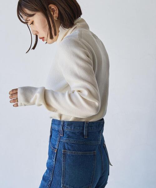 coen（コーエン）の「タートルネックリブニット（ニット/セーター・レディース・ブラック/オフホワイト/グレー・M/L）」の5枚目の写真