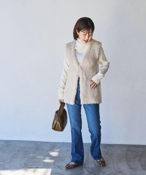 coen（コーエン）の「タートルネックリブニット（ニット/セーター・レディース・ブラック/オフホワイト/グレー・M/L）」の8枚目の写真