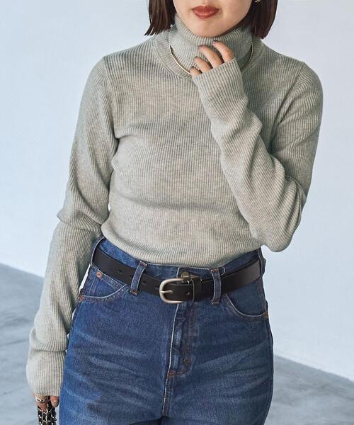 coen（コーエン）の「タートルネックリブニット（ニット/セーター・レディース・ブラック/オフホワイト/グレー・M/L）」の18枚目の写真