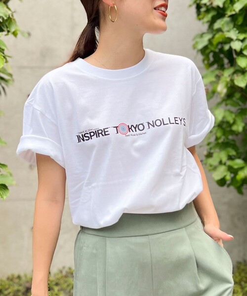 NOLLEY’S（ノーリーズ）の「J-WAVE collaboration T-shirts（Tシャツ/カットソー・レディース・アイボリー/ホワイト/ベビーピンク/オフホワイト/クリーム/キナリ/ライトグリーン/グレー・L/M）」の4枚目の写真