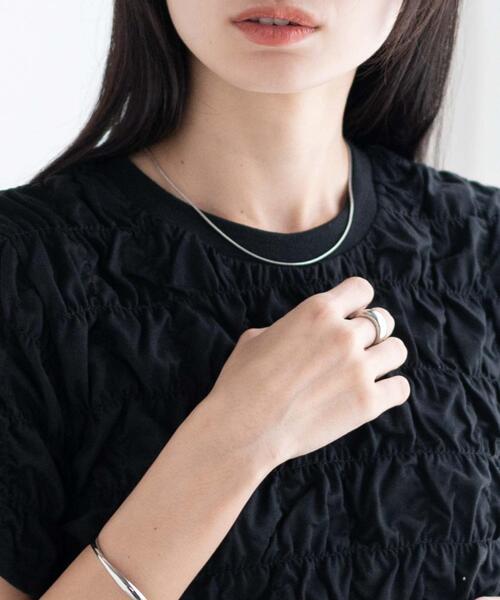 WEGO（ウィゴー）の「WEGO/シャーリングトップス（Tシャツ/カットソー・レディース・ブラック/オフホワイト・FREE）」の5枚目の写真