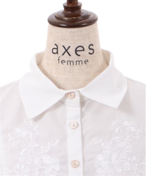 axes femme（アクシーズファム）の「刺繍入ボリュームフリルブラウス（シャツ/ブラウス・レディース・ブラック/ホワイト/サックスブルー・FREE）」の10枚目の写真
