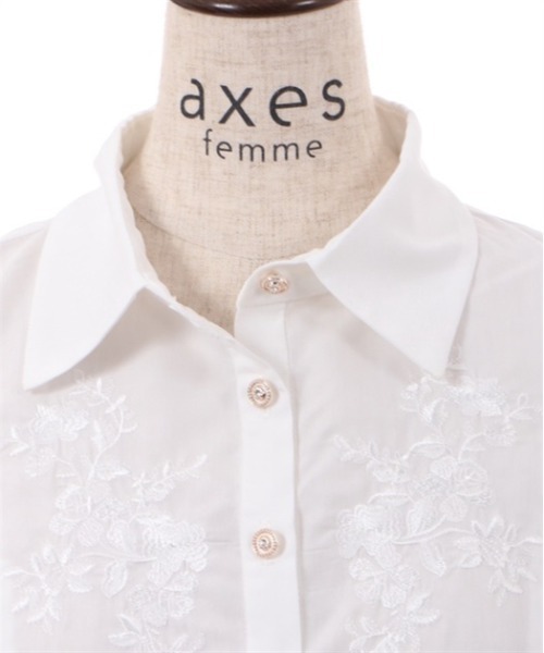 axes femme（アクシーズファム）の「刺繍入ボリュームフリルブラウス（シャツ/ブラウス・レディース・ブラック/ホワイト/サックスブルー・FREE）」の12枚目の写真