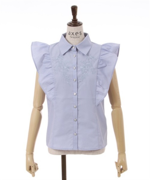 axes femme（アクシーズファム）の「刺繍入ボリュームフリルブラウス（シャツ/ブラウス・レディース・ブラック/ホワイト/サックスブルー・FREE）」の15枚目の写真