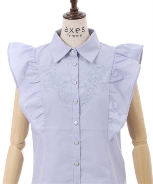 axes femme（アクシーズファム）の「刺繍入ボリュームフリルブラウス（シャツ/ブラウス・レディース・ブラック/ホワイト/サックスブルー・FREE）」の18枚目の写真