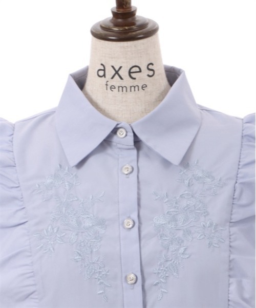 axes femme（アクシーズファム）の「刺繍入ボリュームフリルブラウス（シャツ/ブラウス・レディース・ブラック/ホワイト/サックスブルー・FREE）」の20枚目の写真