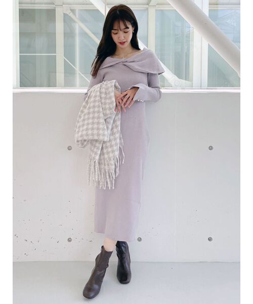 MERCURYDUO（マーキュリーデュオ）の「千鳥柄ストール（ストール/ショール・レディース・ライトグレー/ベージュ・FREE）」の5枚目の写真