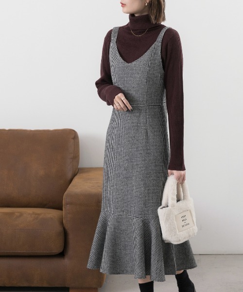 doublestandardclothing 千鳥柄ワンピース セール】千鳥柄マーメイドキャミワンピース（ワンピース）｜ad