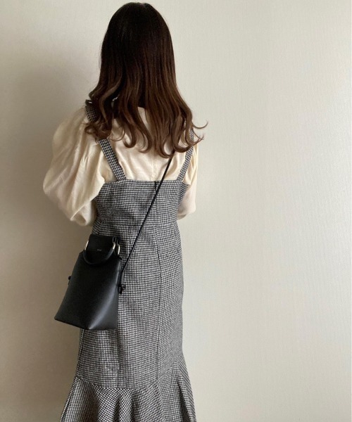 doublestandardclothing 千鳥柄ワンピース ワンピース 千鳥柄ダブルボタン コートワンピース[品番