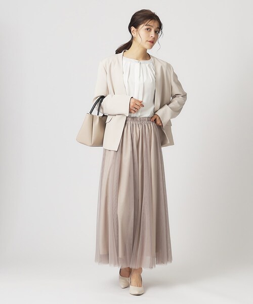 SHOO・LA・RUE（シューラルー）の「◆【デイリー/セレモニーにも】チュール ボリューム ロングスカート【CIRCRIC】（スカート・レディース・ブラック系3/ベージュ系その他7/グレー系その他・00）」の5枚目の写真