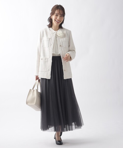 SHOO・LA・RUE（シューラルー）の「◆【デイリー/セレモニーにも】チュール ボリューム ロングスカート【CIRCRIC】（スカート・レディース・ブラック系3/ベージュ系その他7/グレー系その他・00）」の12枚目の写真