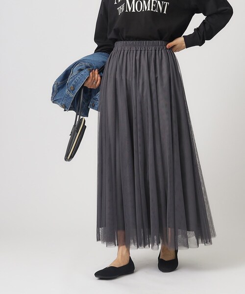 SHOO・LA・RUE（シューラルー）の「◆【デイリー/セレモニーにも】チュール ボリューム ロングスカート【CIRCRIC】（スカート・レディース・ブラック系3/ベージュ系その他7/グレー系その他・00）」の14枚目の写真