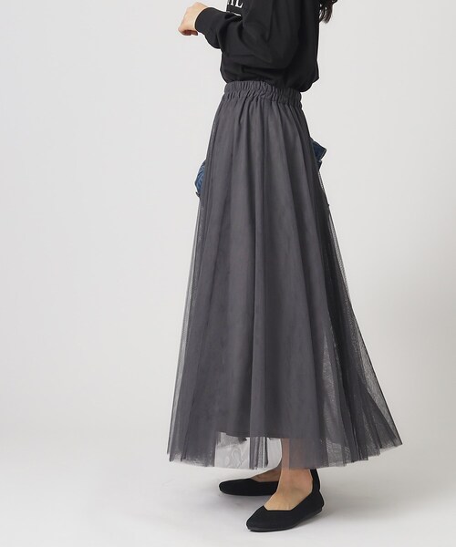 SHOO・LA・RUE（シューラルー）の「◆【デイリー/セレモニーにも】チュール ボリューム ロングスカート【CIRCRIC】（スカート・レディース・ブラック系3/ベージュ系その他7/グレー系その他・00）」の15枚目の写真